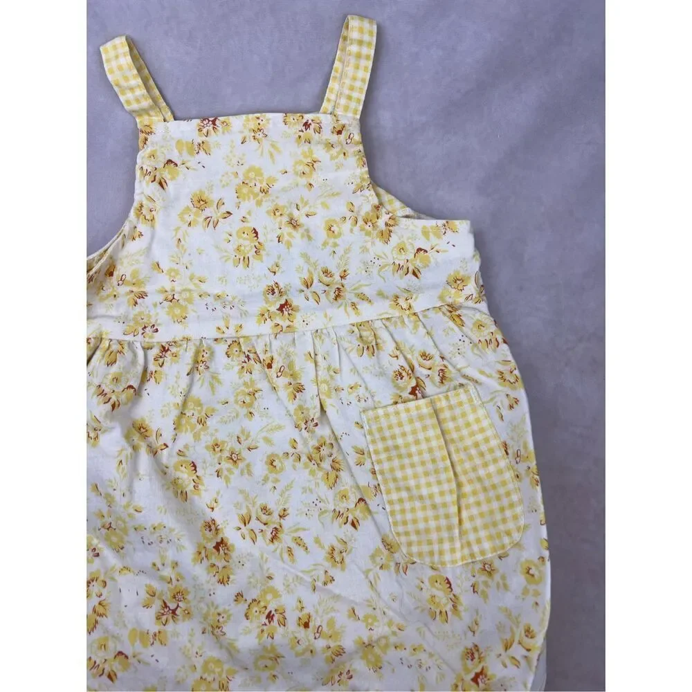 Vintage Yellow Floral Bubble Jumper Hushpuppies Size 12M 90s Y2K